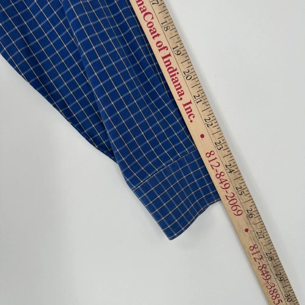 Polo Ralph Lauren Blake Mens 16.5 Blue White Check Button Down Shirt Long Sleeve
